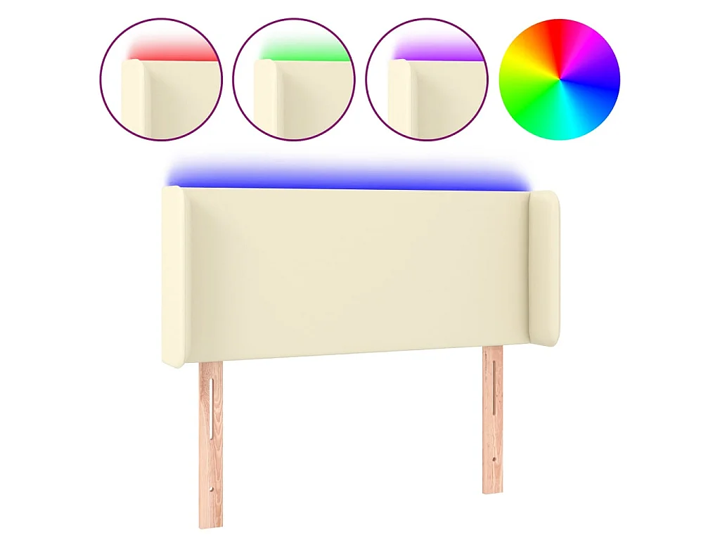 Testiera LED Crema 93x16x78/88 cm Ecopelle