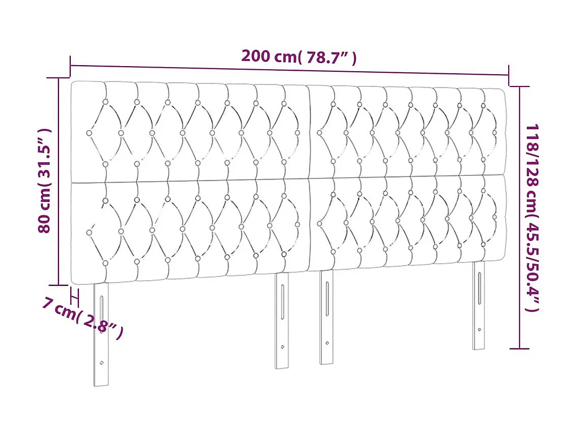 Cabeceira LED cinza claro 200x7x118/128 cm Tecido