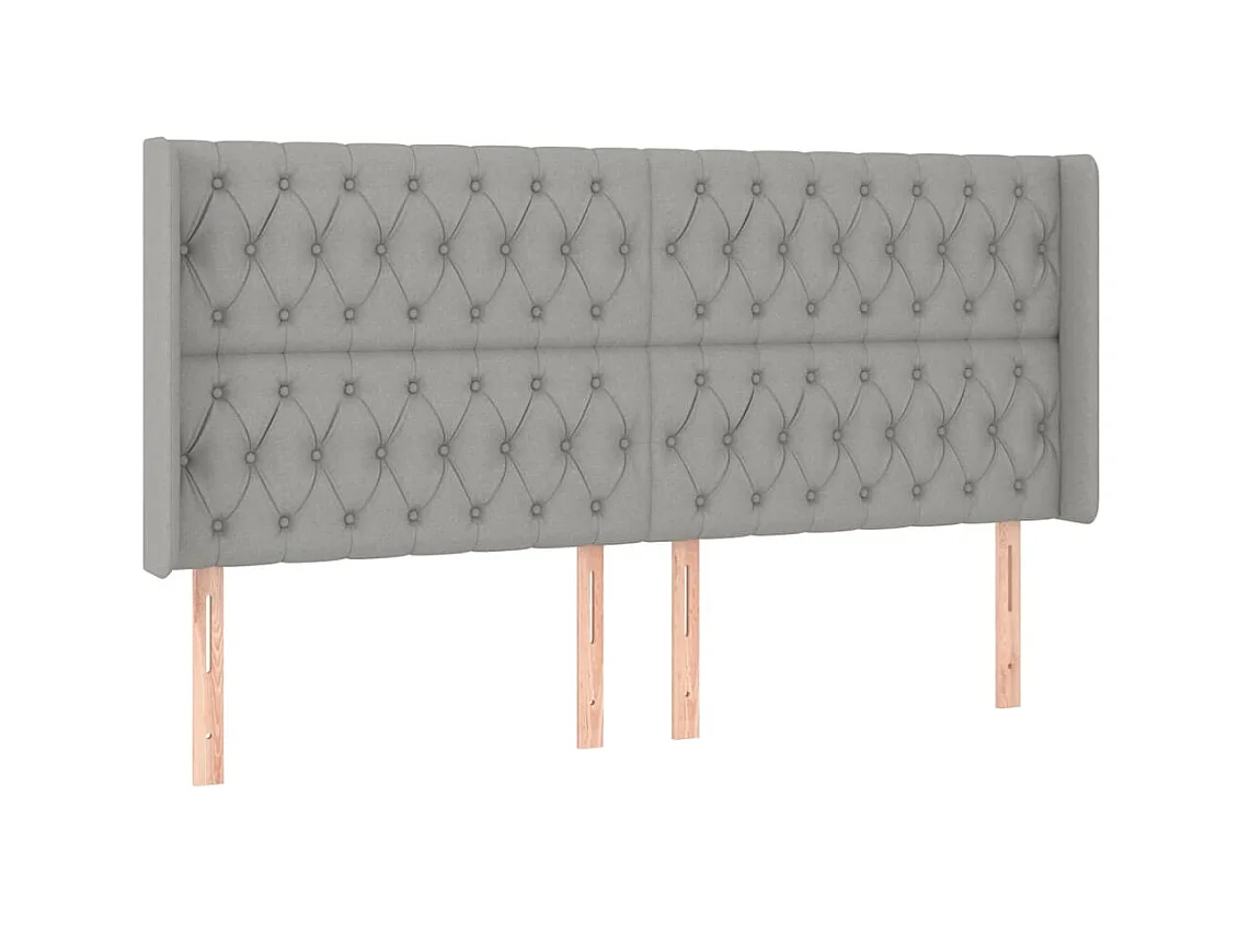 Hoofdbord met oren Lichtgrijs 203x16x118/128 cm Stof
