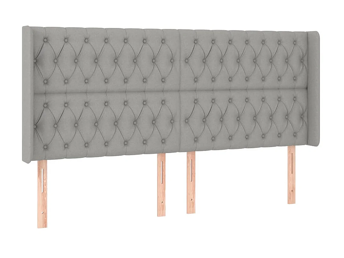 Tête de lit avec oreilles Gris clair 203x16x118/128 cm Tissu