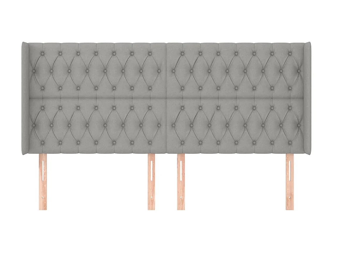 Tête de lit avec oreilles Gris clair 203x16x118/128 cm Tissu