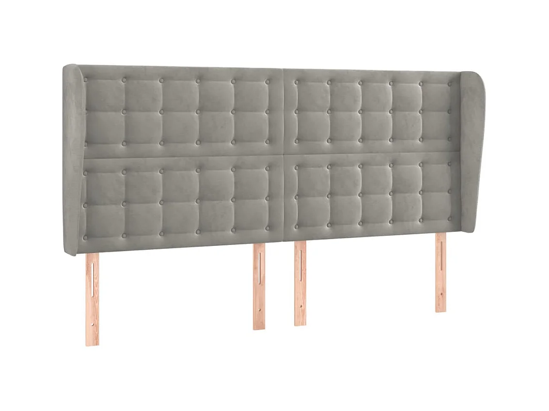 Tête de lit avec oreilles Gris clair 203x23x118/128 cm Velours
