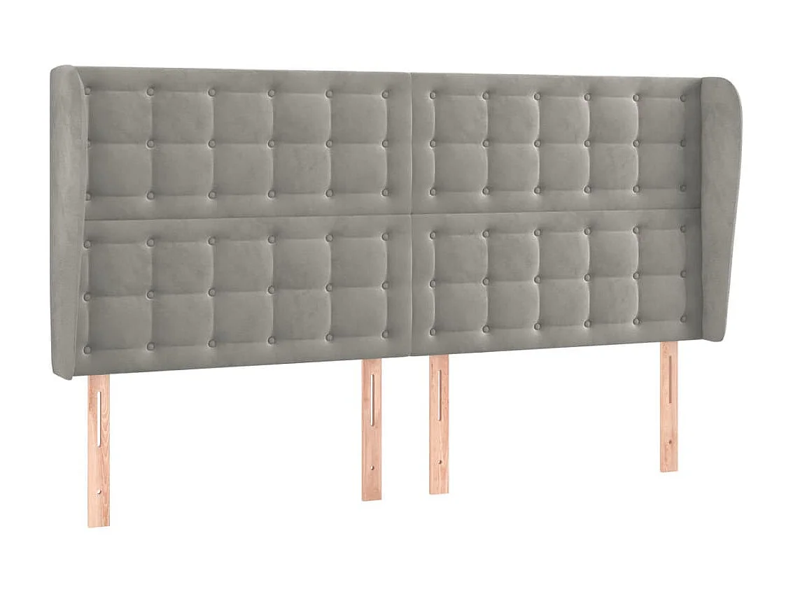 Tête de lit avec oreilles Gris clair 203x23x118/128 cm Velours