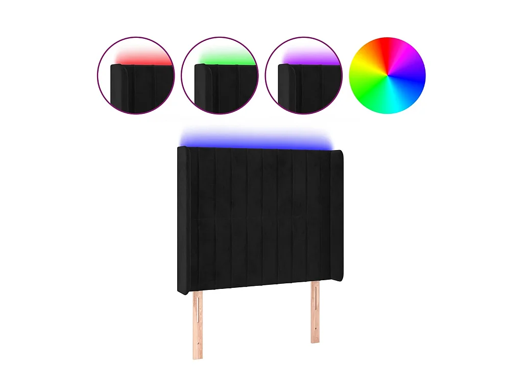LED-Kopfteil Schwarz 103x16x118/128 cm Samt