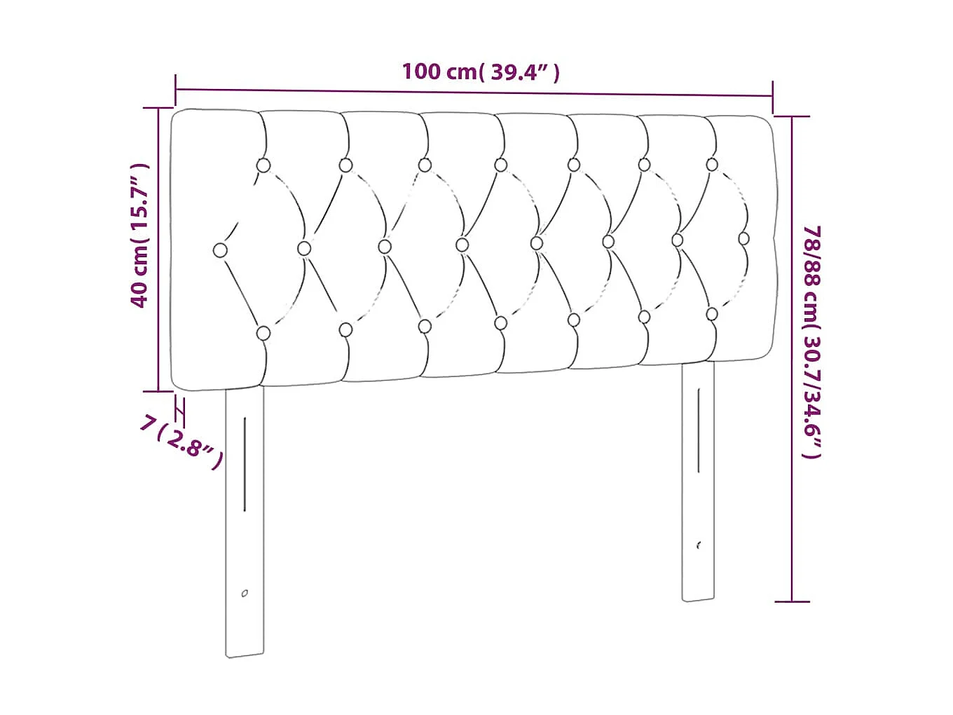 Tête de lit à LED Taupe 100x7x78/88 cm Tissu