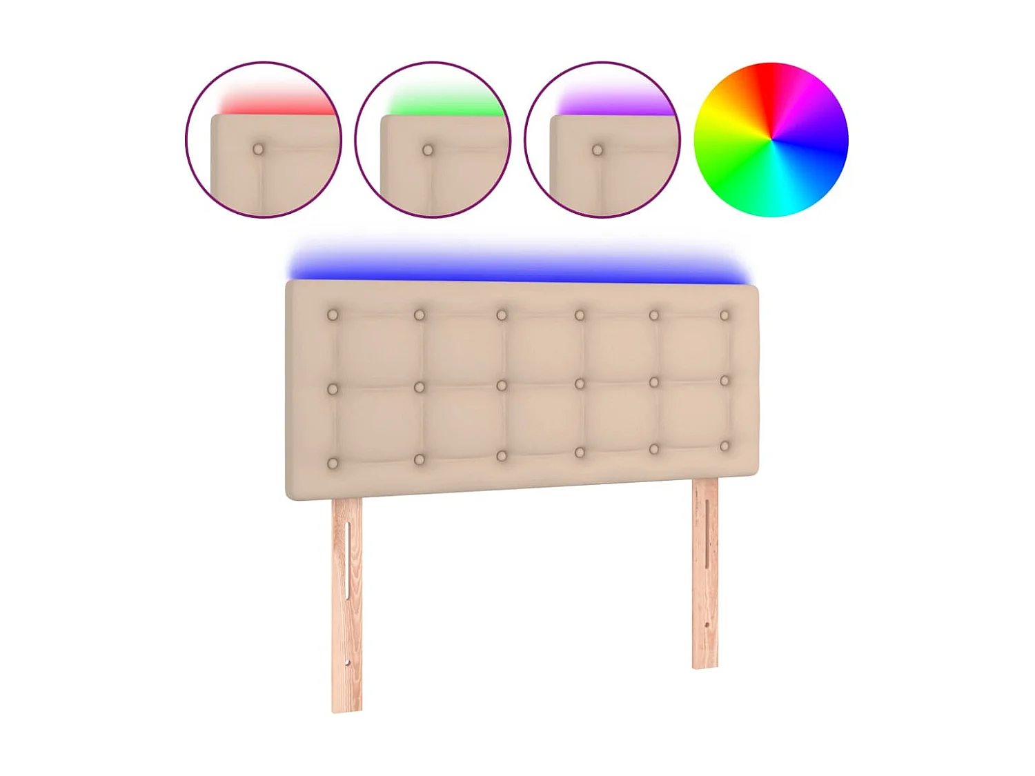 Cabecero LED Cappuccino 80x5x78/88 cm Polipiel