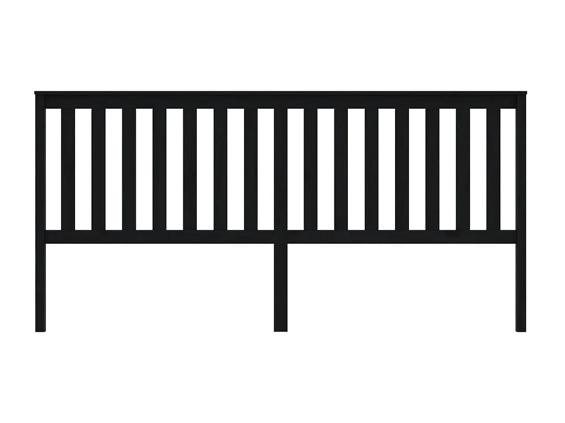 Tête de lit Noir 206x6x101 cm Bois massif de pin