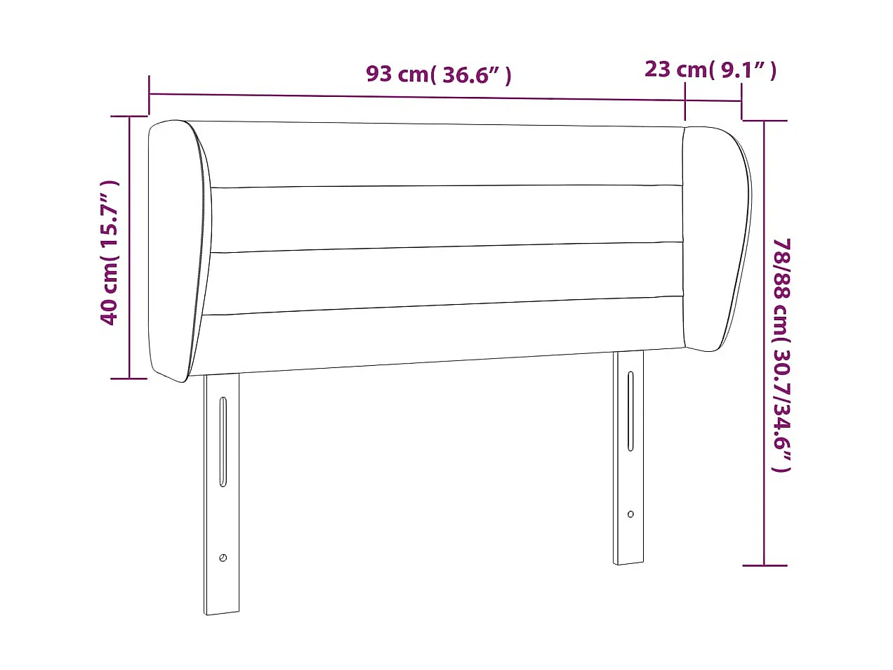 Testiera con orecchie Testa di moro 93x23x78/88 cm Tessuto