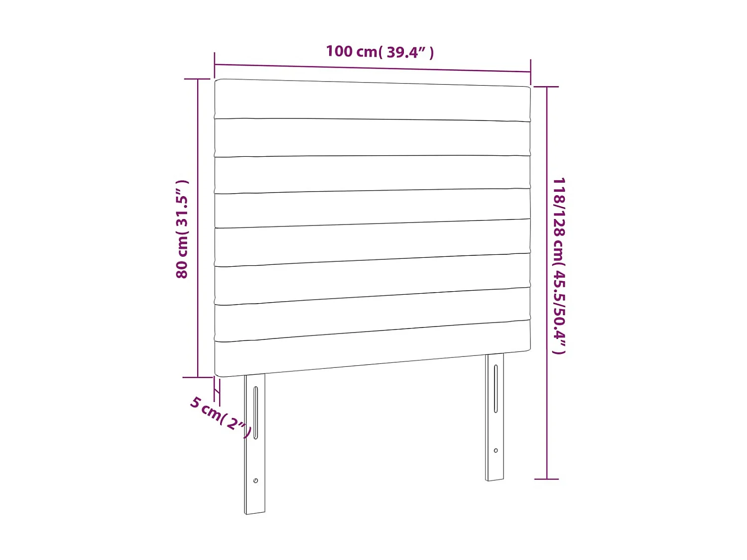 Cabeceira LED Creme 100x5x118/128 cm Tecido