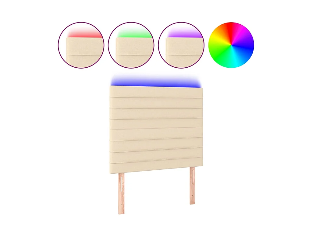 Tête de lit à LED Crème 100x5x118/128 cm Tissu
