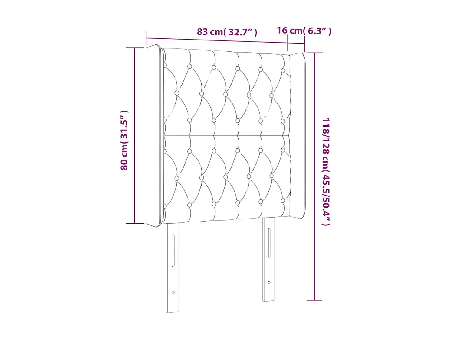 Tête de lit avec oreilles Gris clair 83x16x118/128 cm Velours