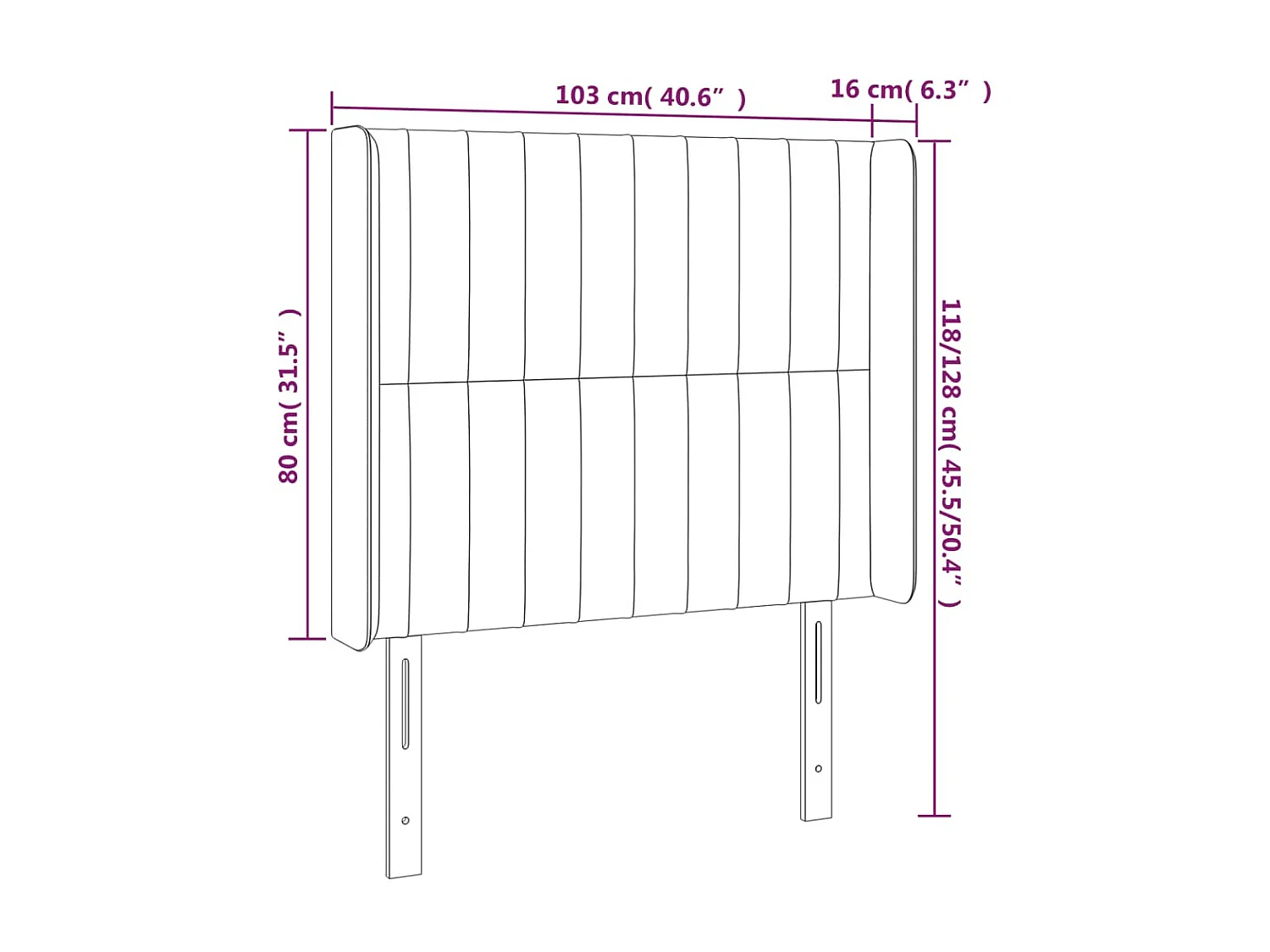 Cabeceira LED Cinza escuro 103x16x118/128 cm Tecido