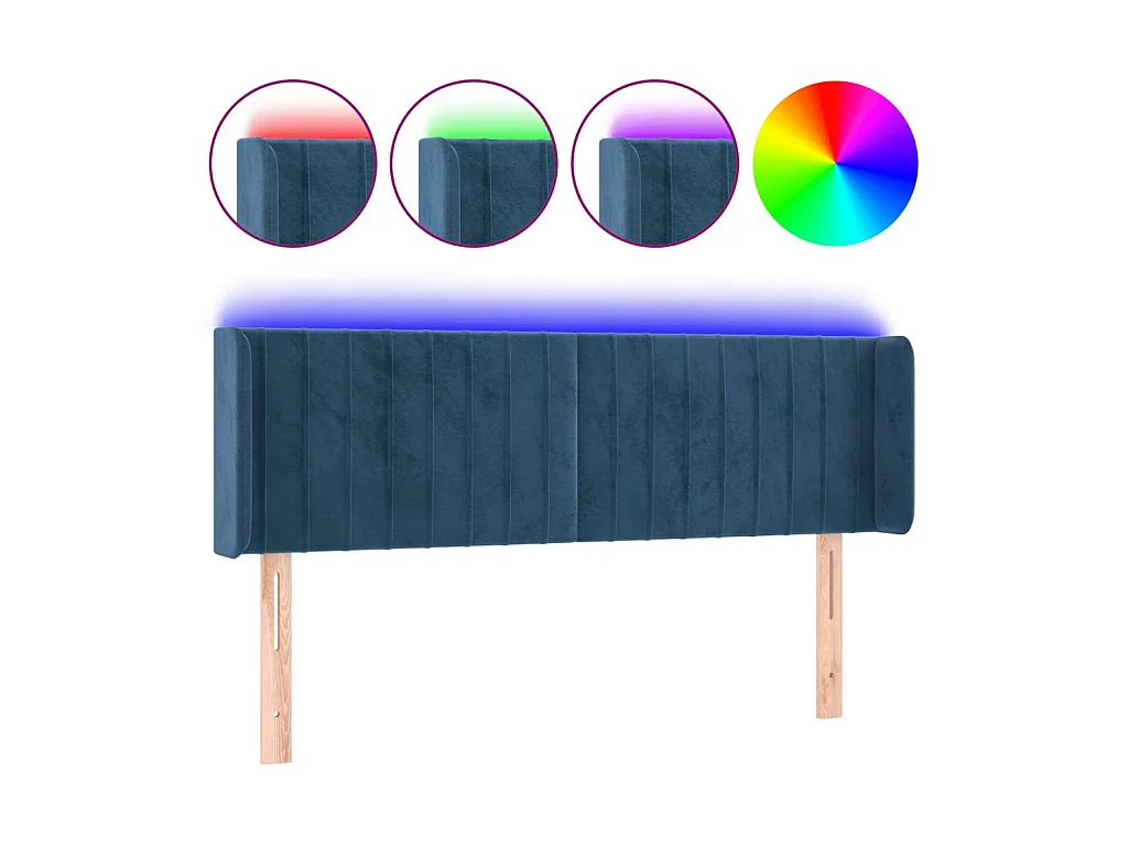 Tête de lit à LED Bleu foncé 147x16x78/88 cm Velours