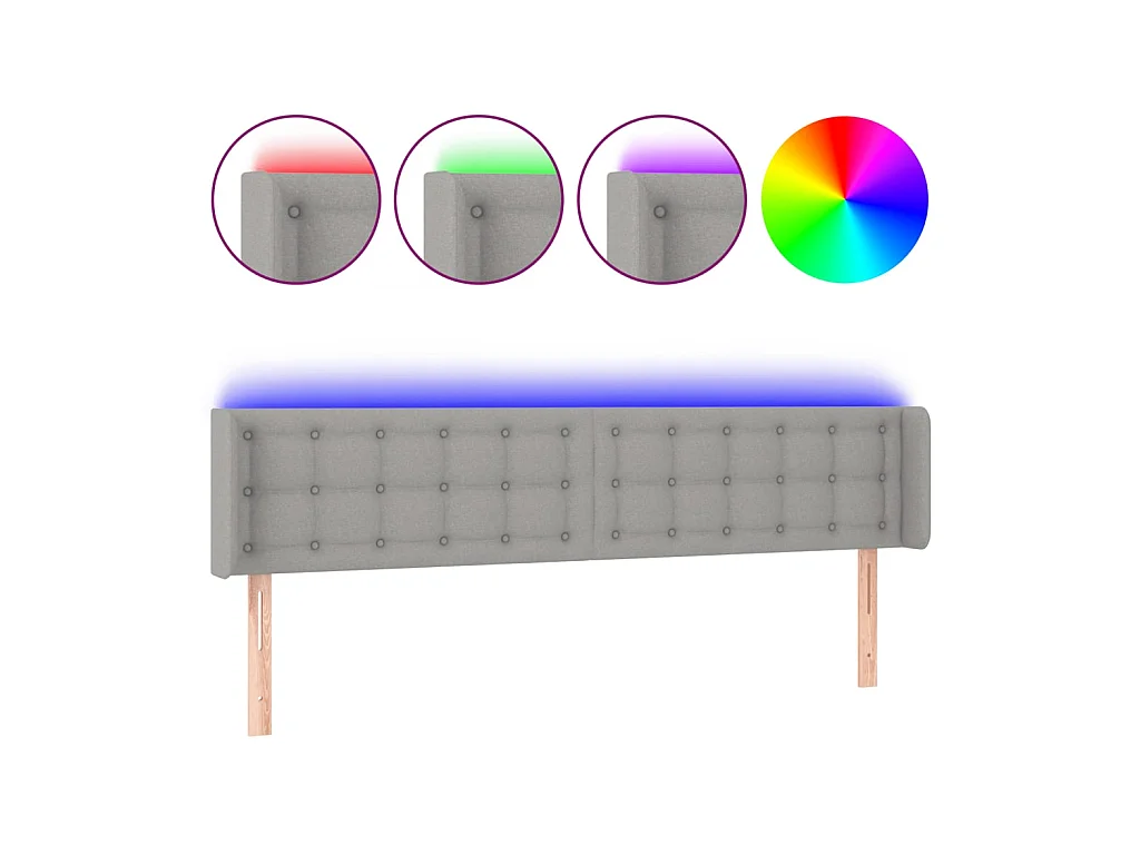 LED-hoofdbord Lichtgrijs 163x16x78/88 cm Stof