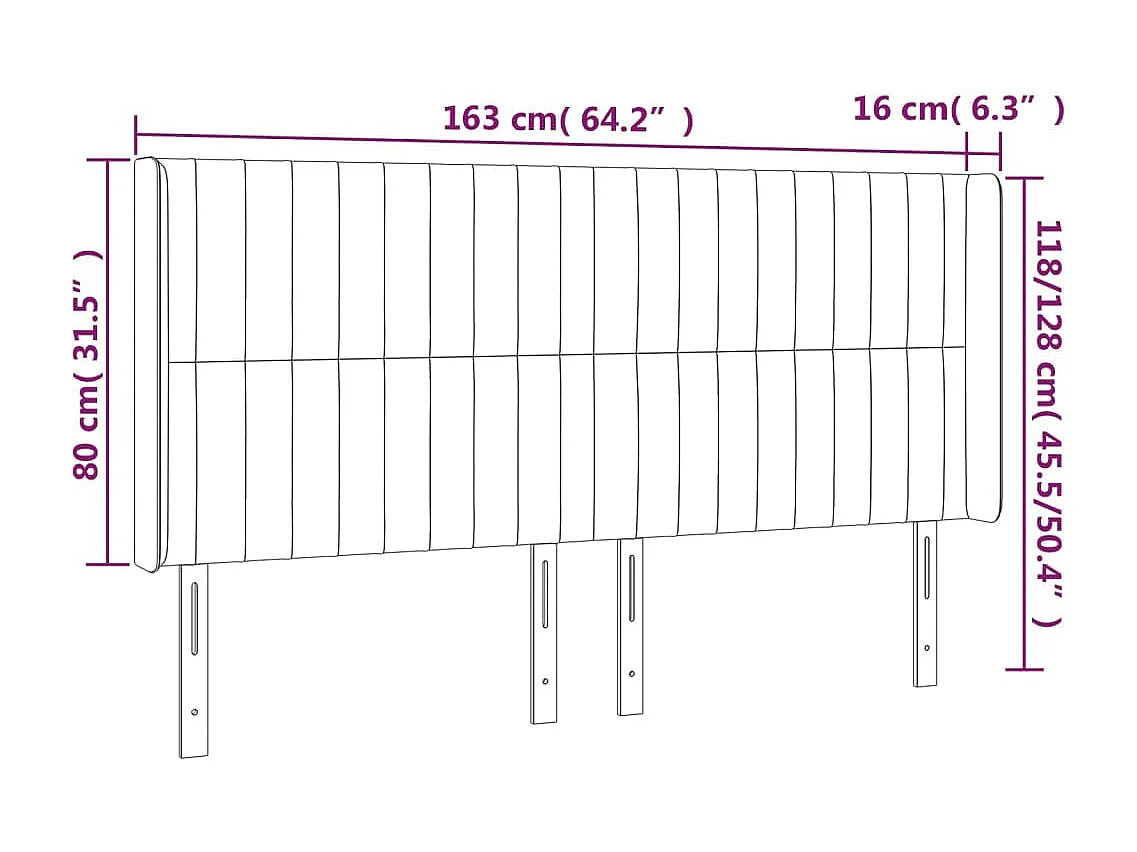 Kopfteil mit Ohren Dunkelgrau 163x16x118/128 cm Stoff