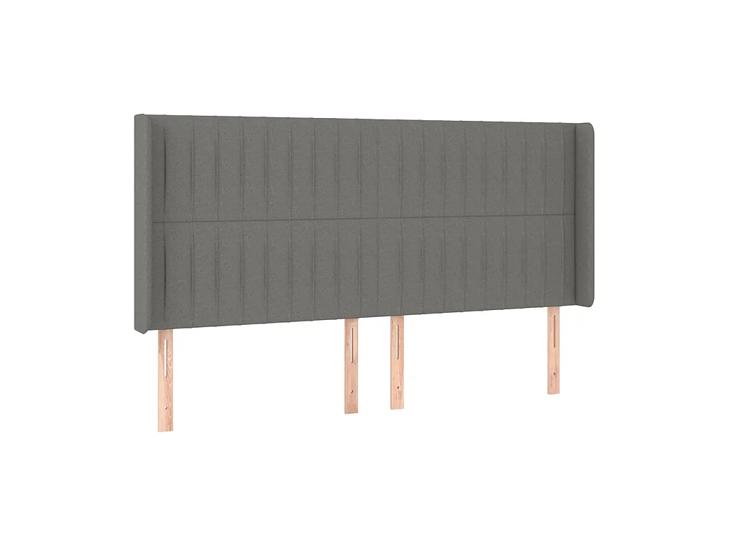 Tête de lit avec oreilles Gris foncé 163x16x118/128 cm Tissu