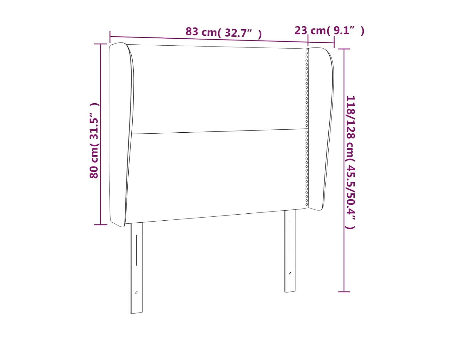 Tête de lit avec oreilles Gris foncé 83x23x118/128 cm Tissu