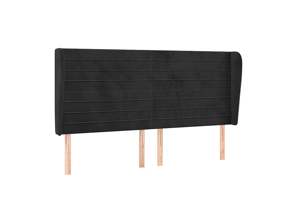 Tête de lit avec oreilles Noir 163x23x118/128 cm Velours