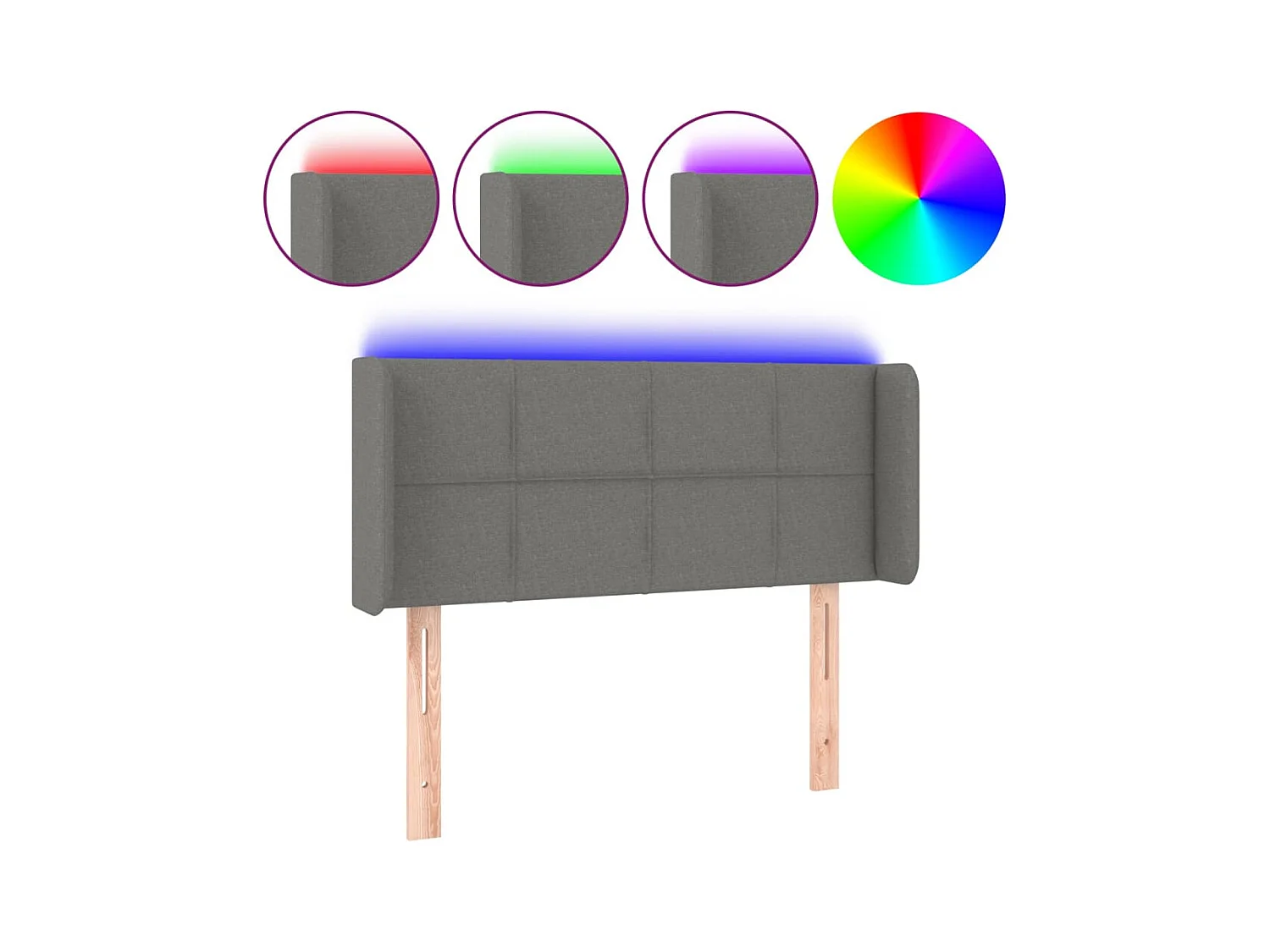 LED-Kopfteil Dunkelgrau 93x16x78/88 cm Stoff