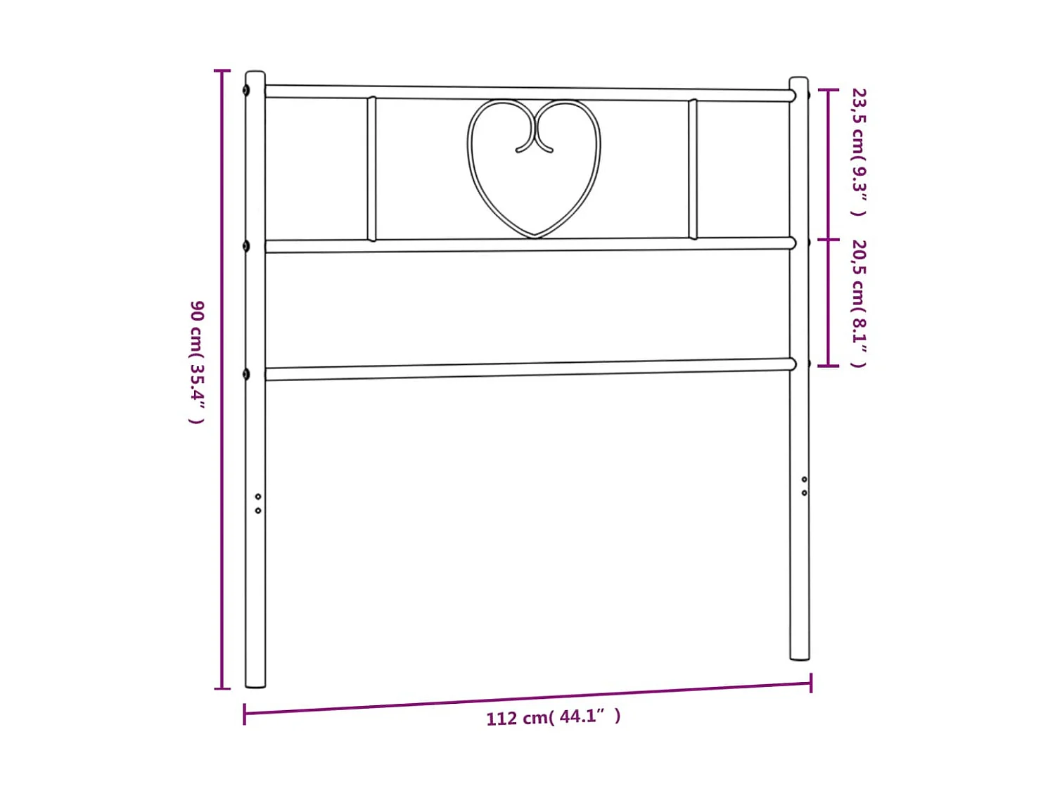 Tête de lit métal blanc 100 cm