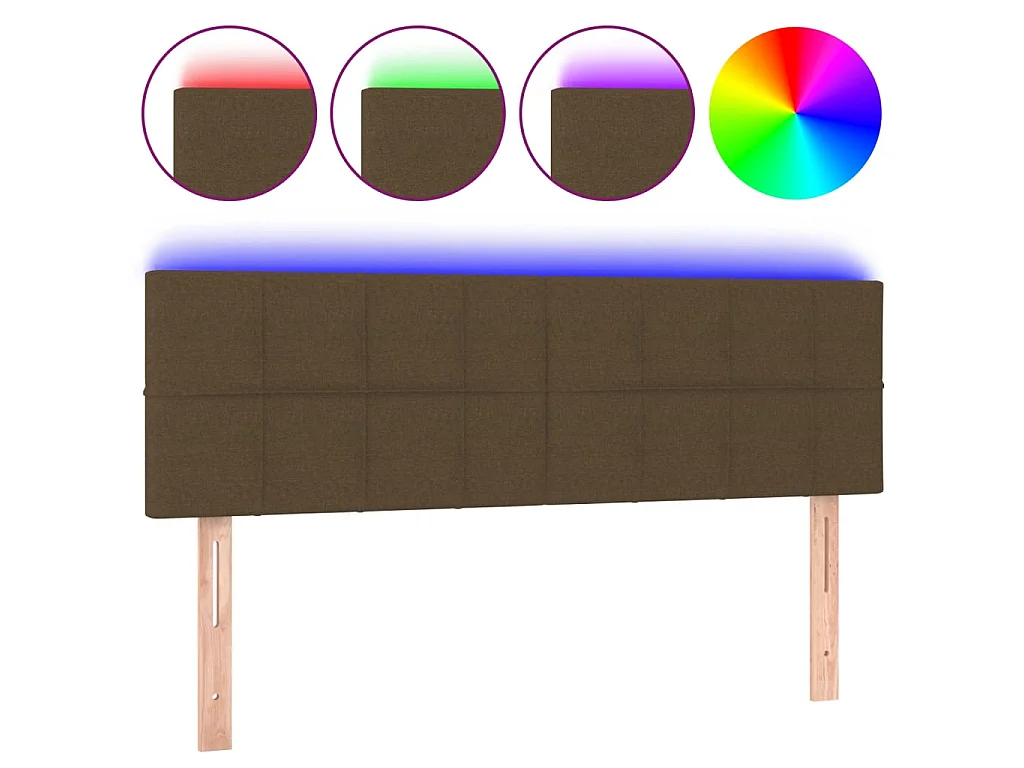 Tête de lit à LED Marron Foncé 144x5x78/88 cm Tissu