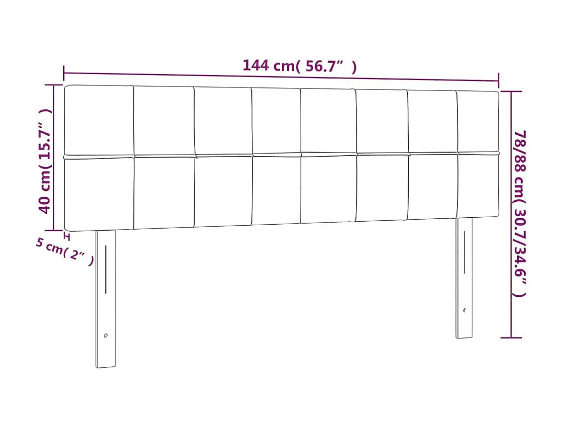 Tête de lit à LED Marron Foncé 144x5x78/88 cm Tissu