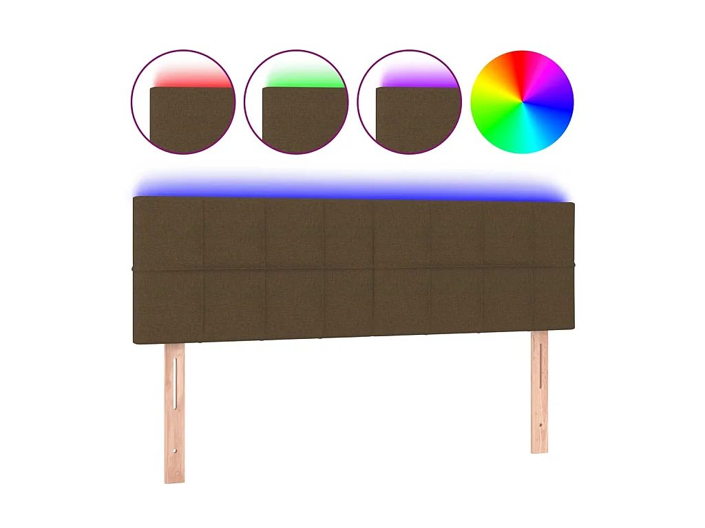 Tête de lit à LED Marron Foncé 144x5x78/88 cm Tissu