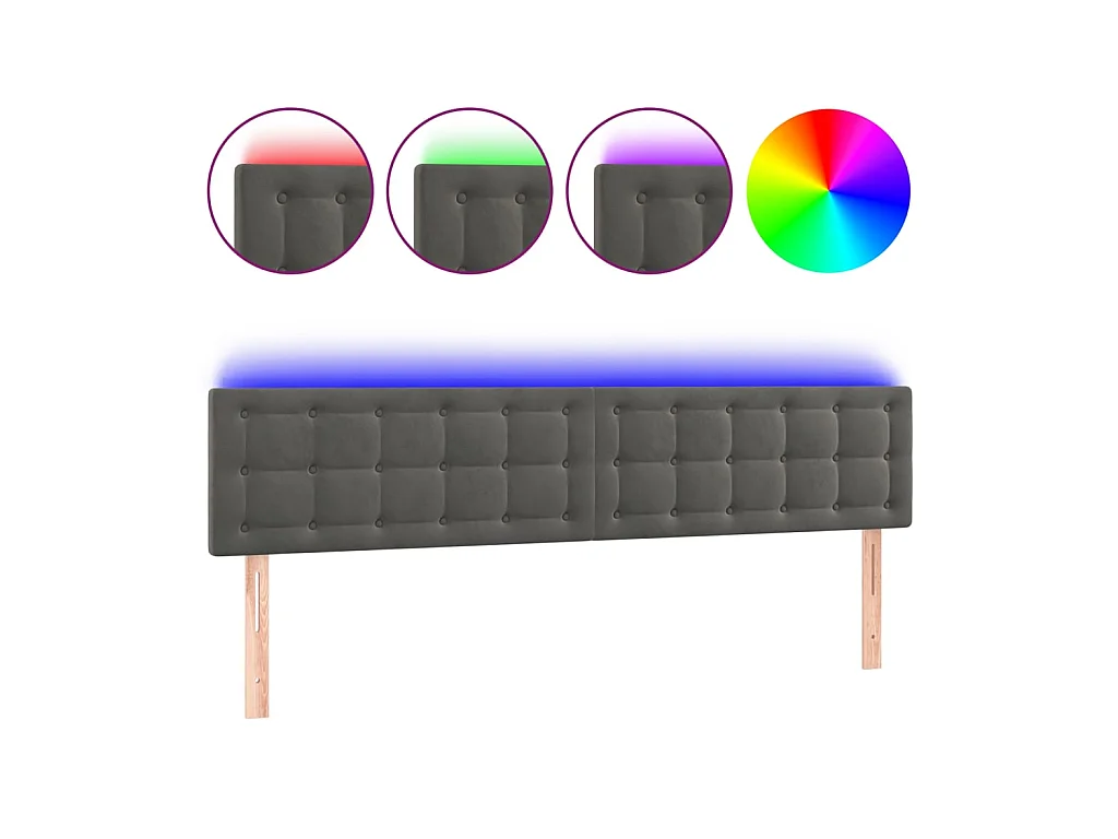 Tête de lit à LED Gris foncé 180x5x78/88 cm Velours