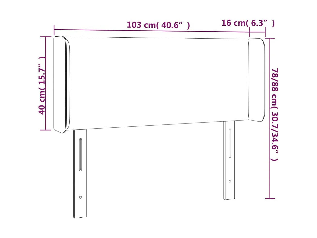 Cabeceira LED Azul 103x16x78/88 cm Tecido