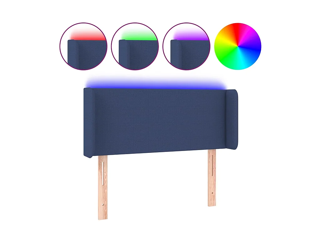 LED-hoofdbord Blauw 103x16x78/88 cm Stof