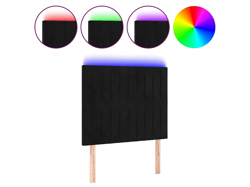Cabeceira LED preta 80x5x118/128 cm veludo