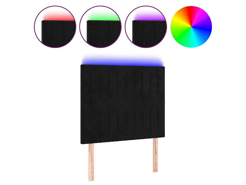 Cabeceira LED preta 80x5x118/128 cm veludo