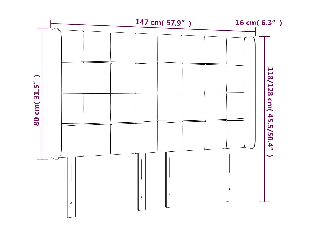Tête de lit avec oreilles Bleu 147x16x118/128 cm Tissu