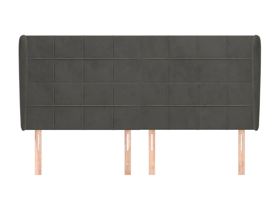 Kopfteil mit Ohren Dunkelgrau 183x23x118/128 cm Samt