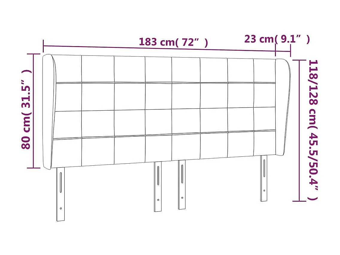 Kopfteil mit Ohren Dunkelgrau 183x23x118/128 cm Samt