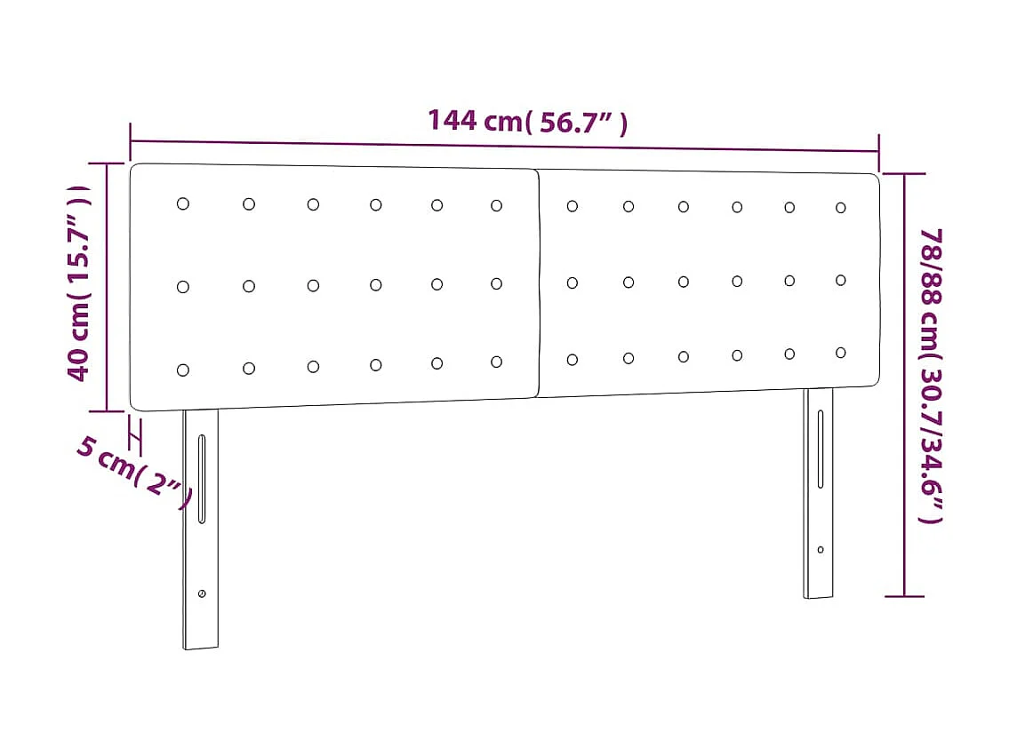 Testiere 2 pz Rosa 72x5x78/88 cm Velluto