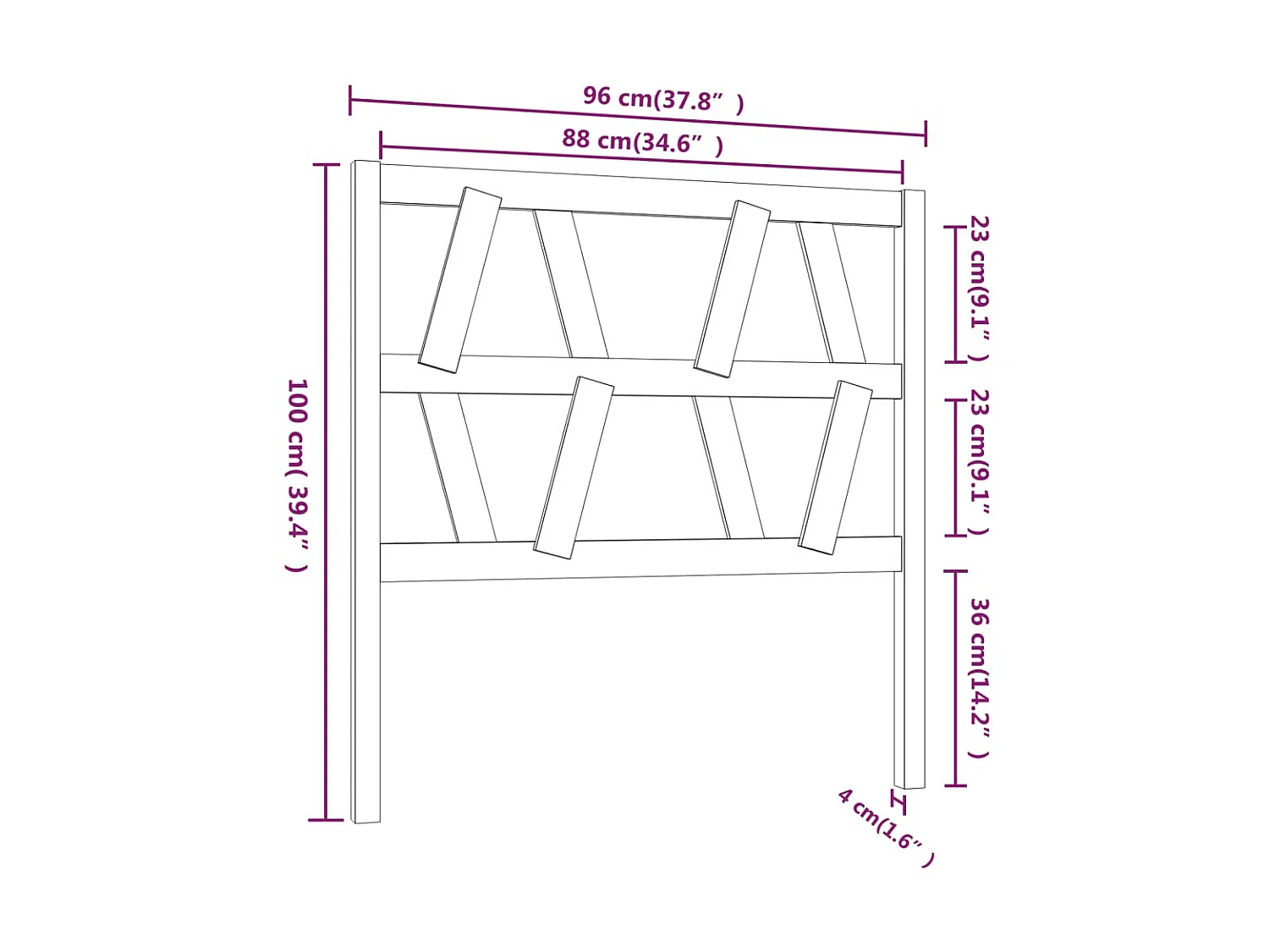Tête de lit Gris 96x4x100 cm Bois massif de pin