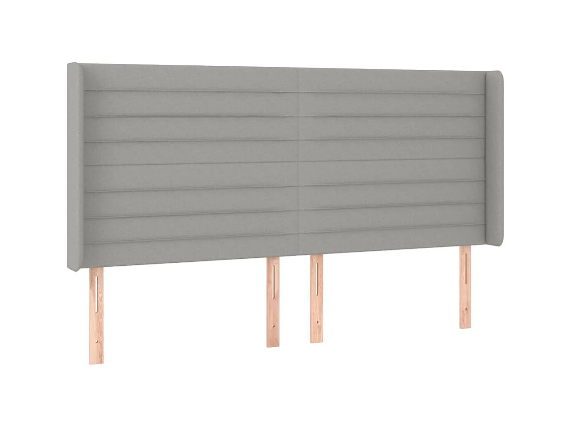 Tête de lit avec oreilles Gris clair 203x16x118/128 cm Tissu