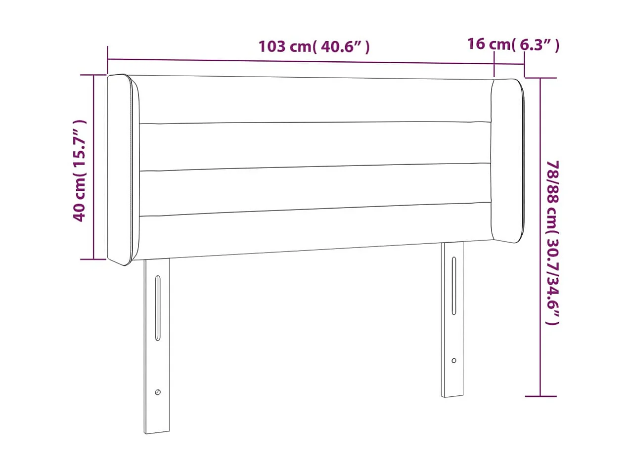 Tête de lit avec oreilles Gris clair 103x16x78/88 cm Tissu