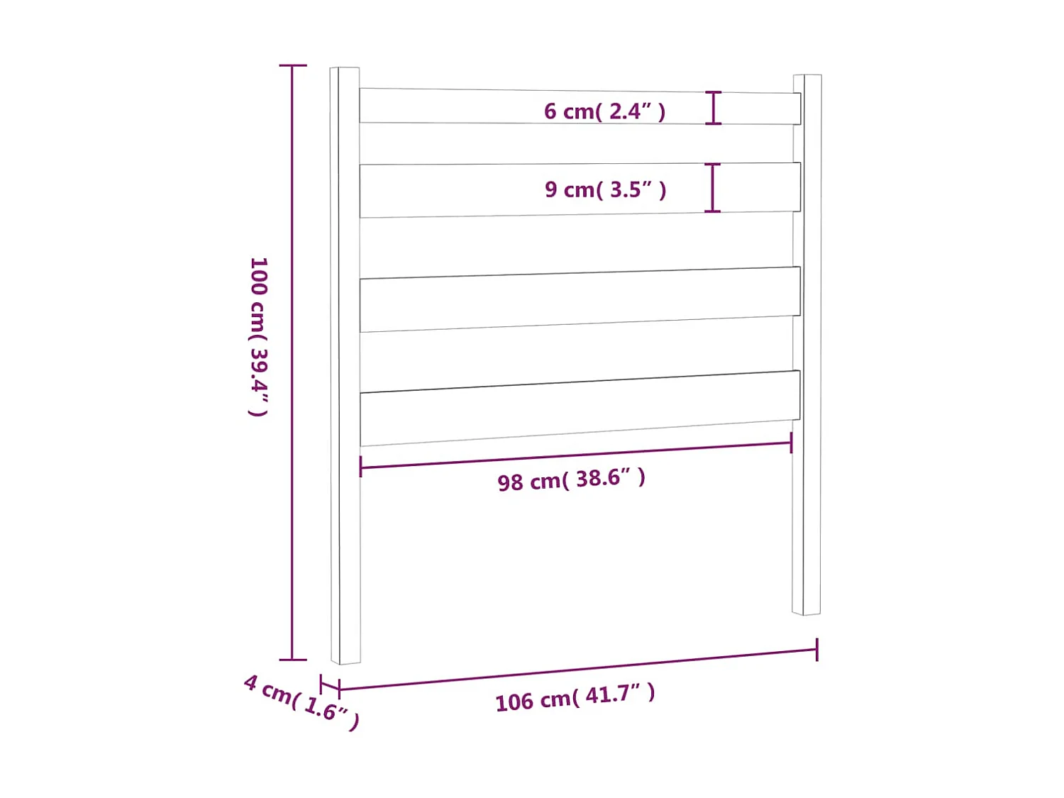 Cabeceira castanho mel 106x4x100 cm Madeira maciça de pinho