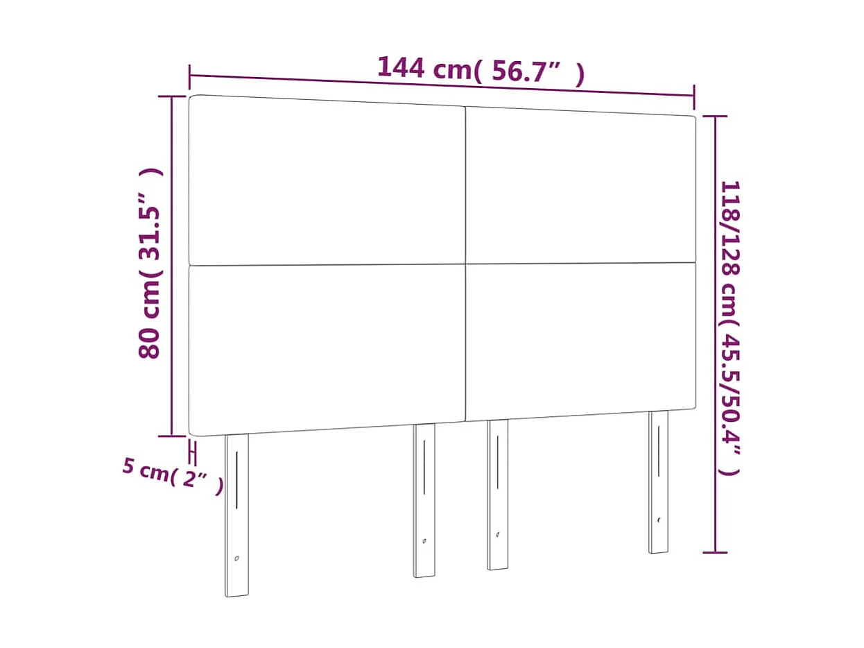 Cabecero LED Crema 144x5x118/128 cm Polipiel