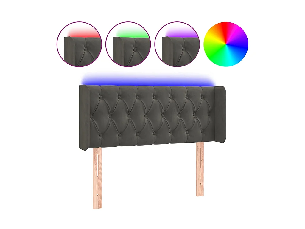 Tête de lit à LED Gris foncé 103x16x78/88 cm Velours