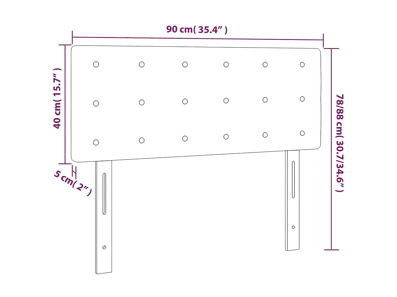 LED-Kopfteil Schwarz 90x5x78/88 cm Samt