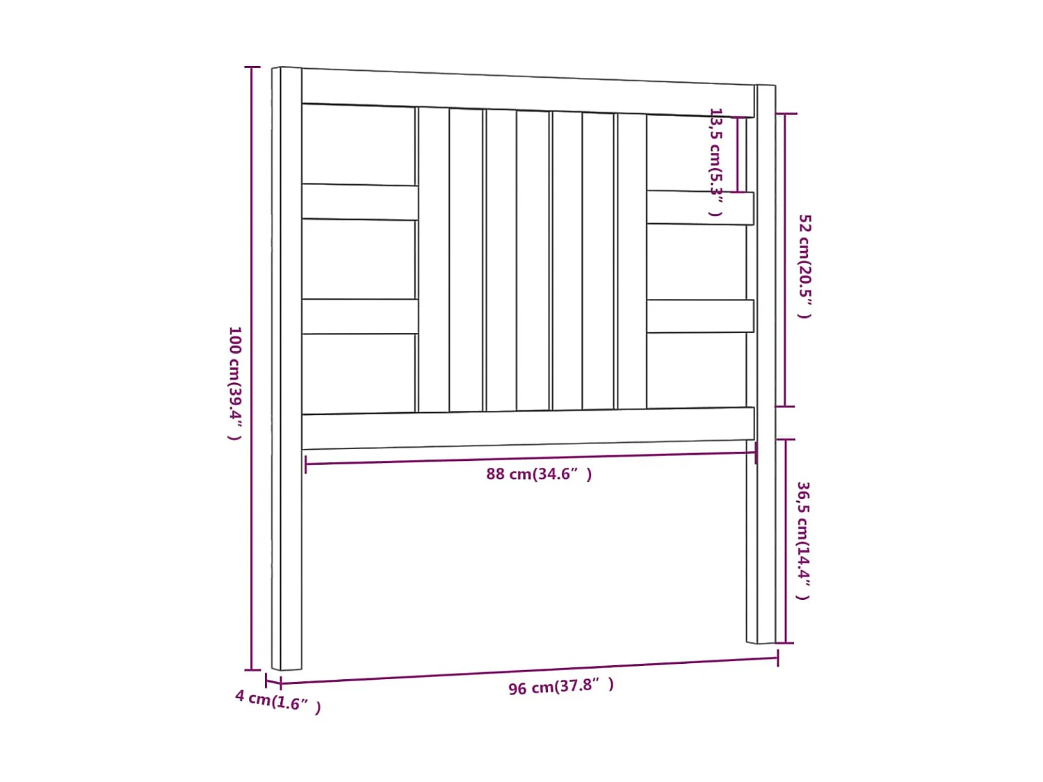 Tête de lit Gris 96x4x100 cm Bois massif de pin