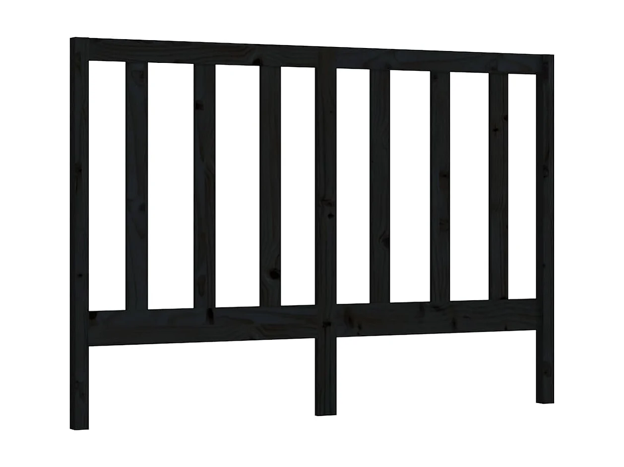 Tête de lit Noir 146x4x100 cm Bois massif de pin