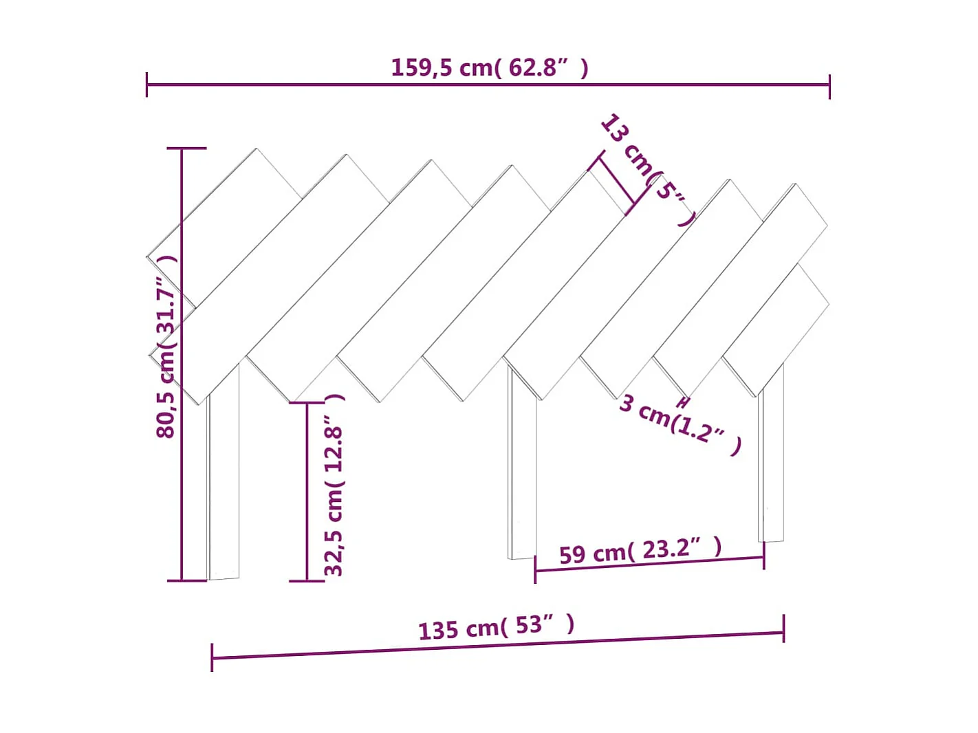 Cabeceira Branca 159,5x3x80,5 cm Madeira maciça de pinho