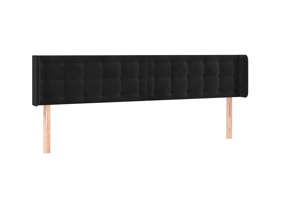 Kopfteil mit Ohren Schwarz 203x16x78/88 cm Samt