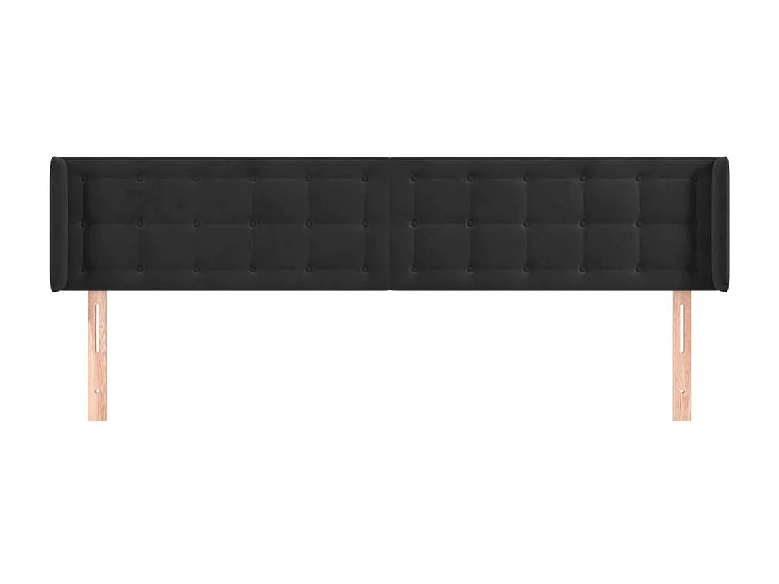 Tête de lit avec oreilles Noir 203x16x78/88 cm Velours