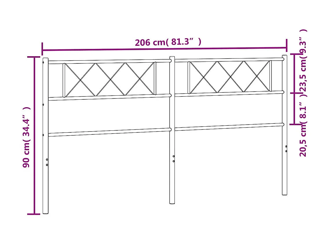 Cabecero de metal negro 200 cm
