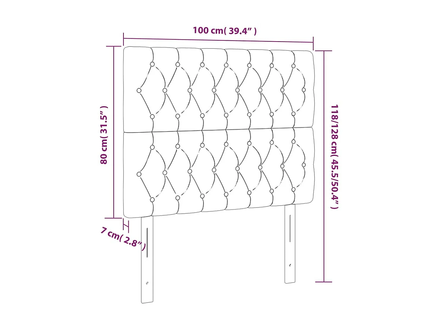 Kopfteile 2 Stk. Rosa 100x7x78/88 cm Samt